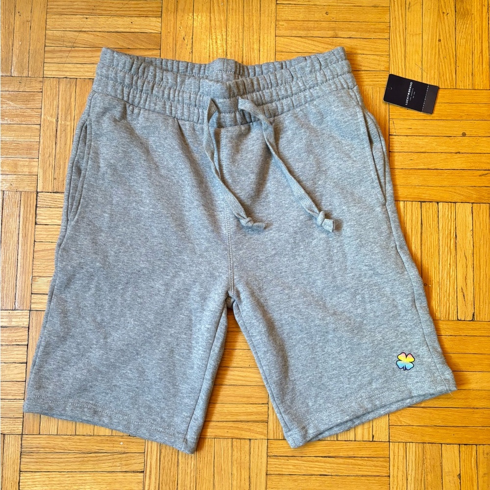 NWT Lucky Brand Gender Neutral Pride Clover Fleece Shorts Grey Size XS
